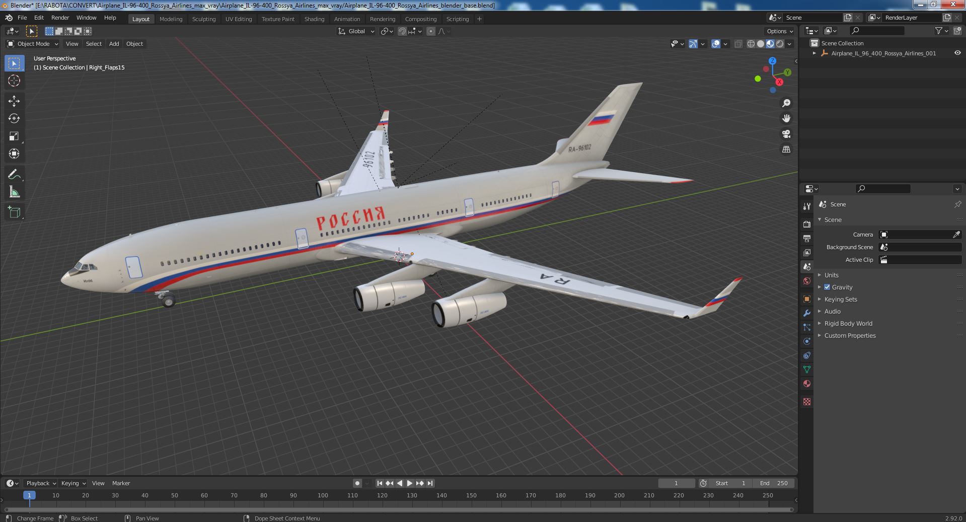 Airplane IL-96-400 Rossya Airlines 3D model
