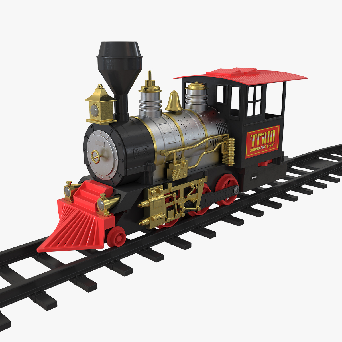 Toy Train Locomotive with Rails 3D Model