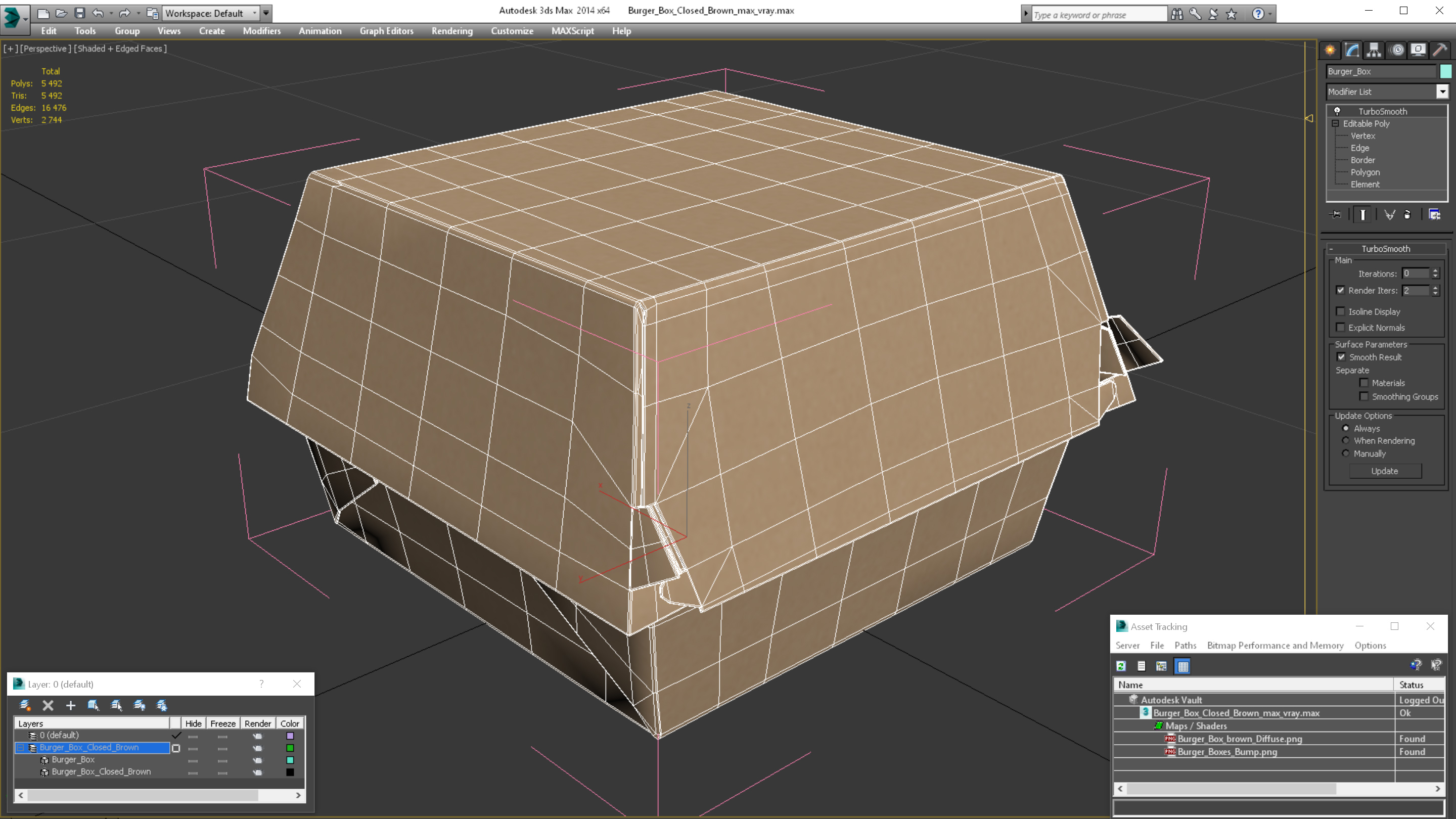 3D Burger Box Closed Brown model