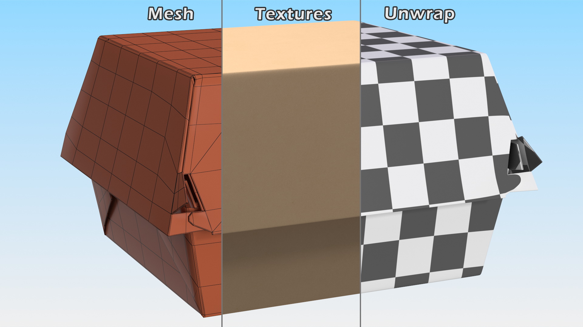 3D Burger Box Closed Brown model
