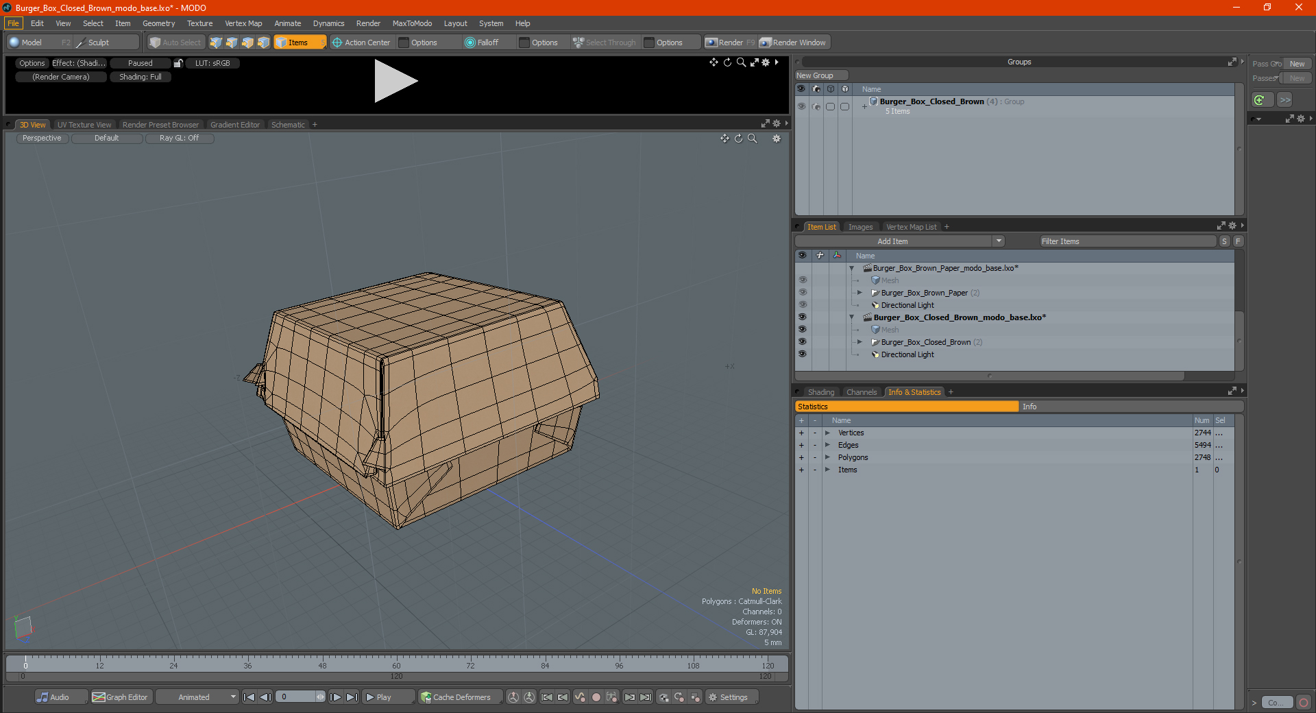 3D Burger Box Closed Brown model