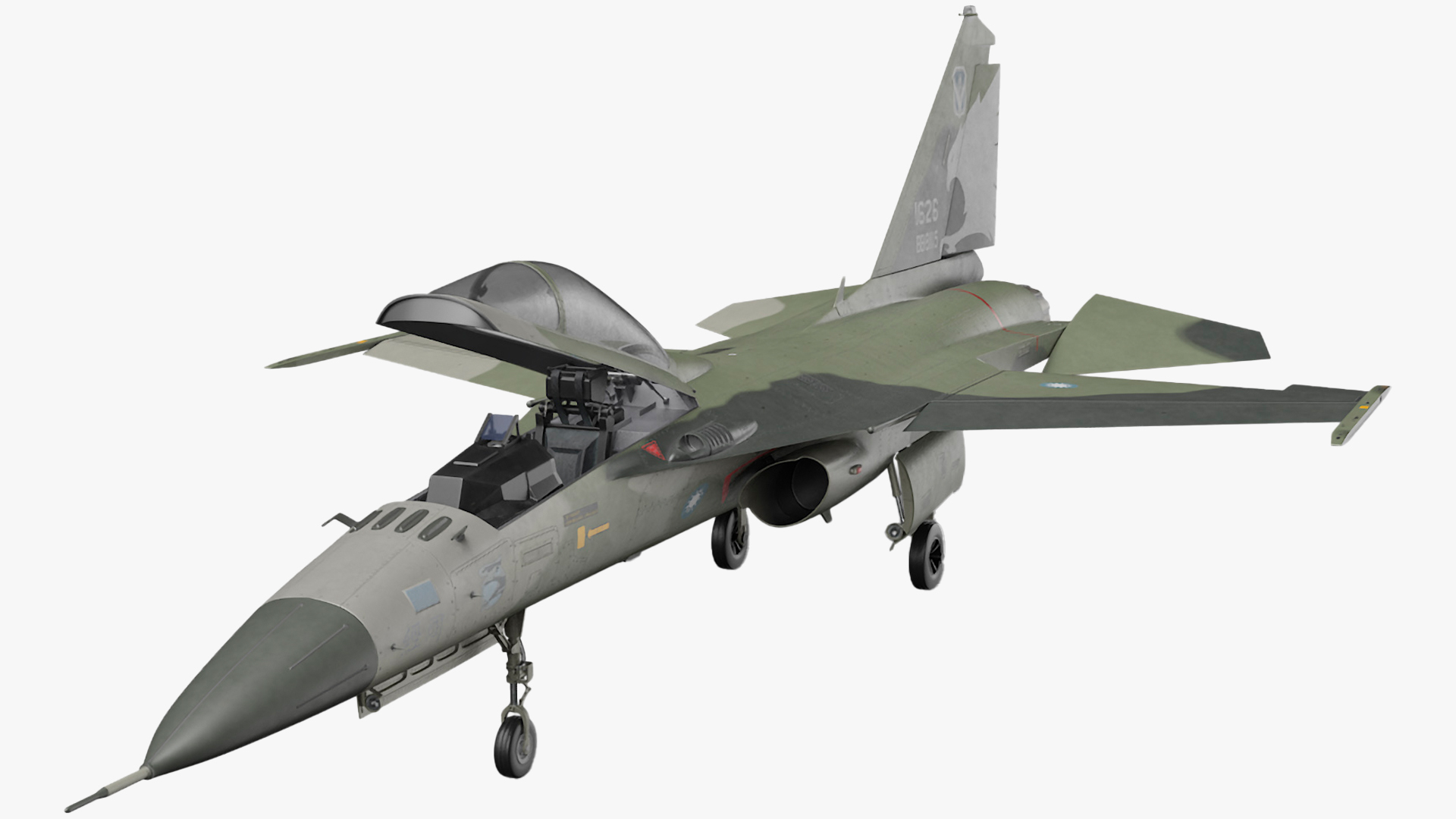 3D AIDC F-CK-1 Unarmed Fighter Jet Green Rigged for Maya model