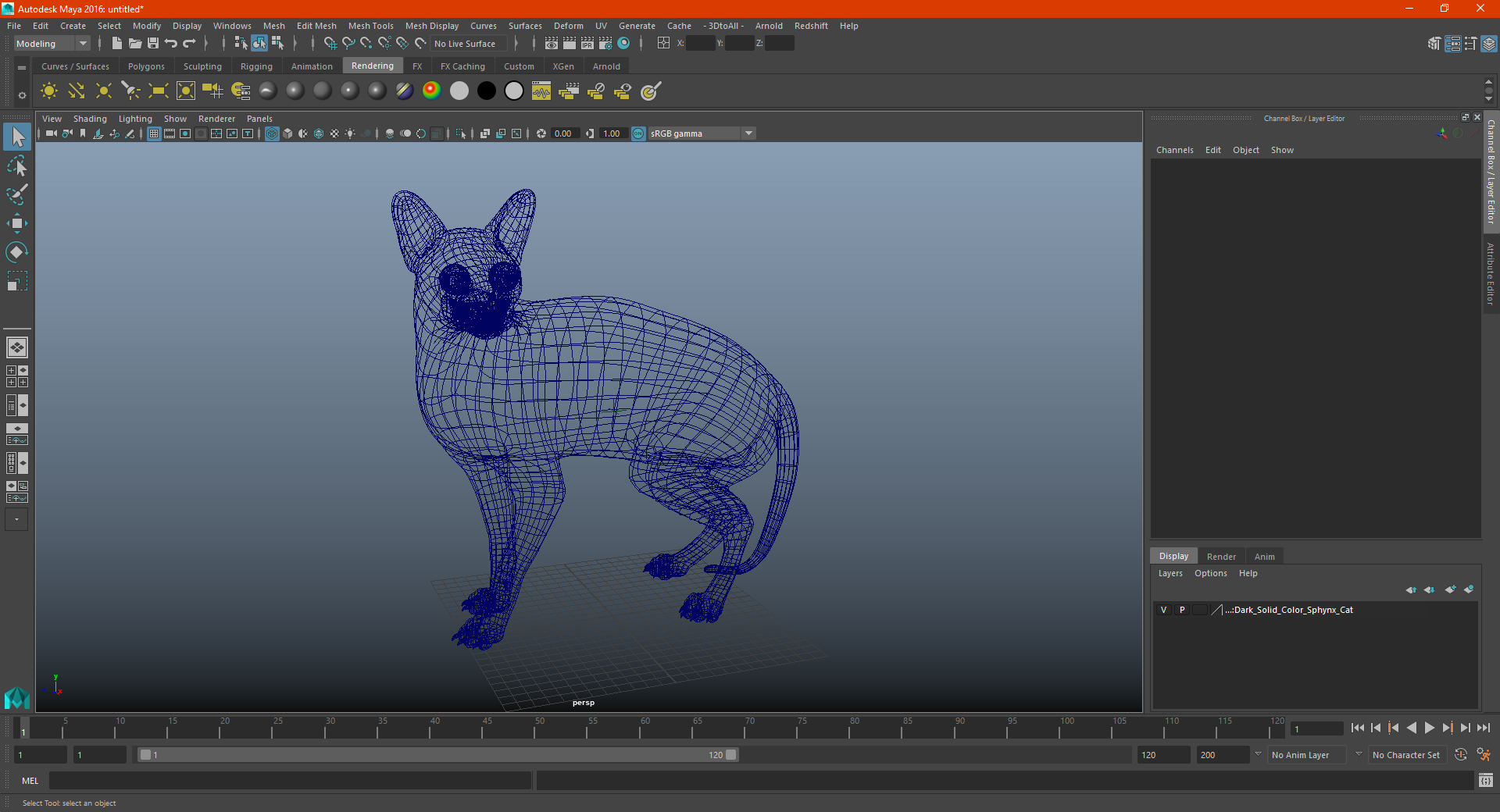 Dark Solid Color Sphynx Cat 3D