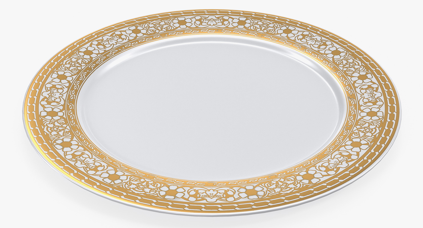 3D Empty Plate Glasses And Silverware Set model