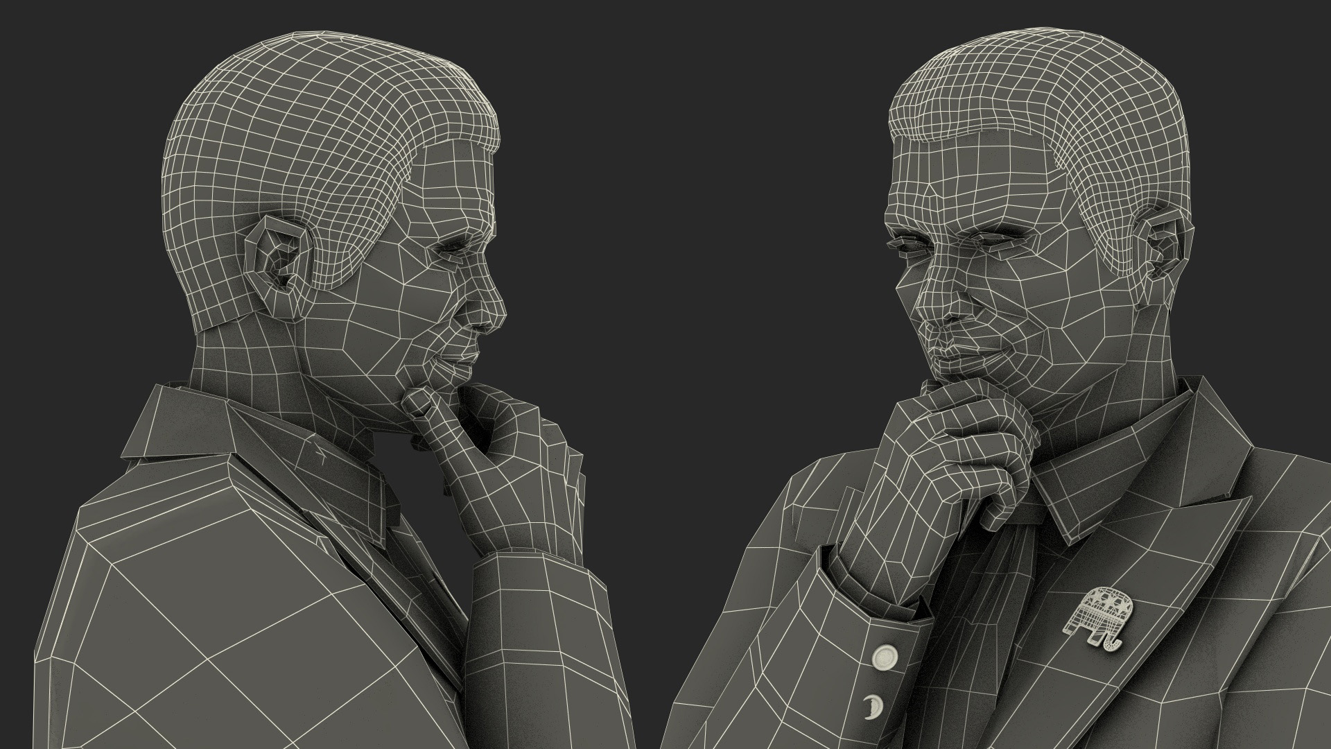 3D model Republican Man Thinking Pose with Republican Badge