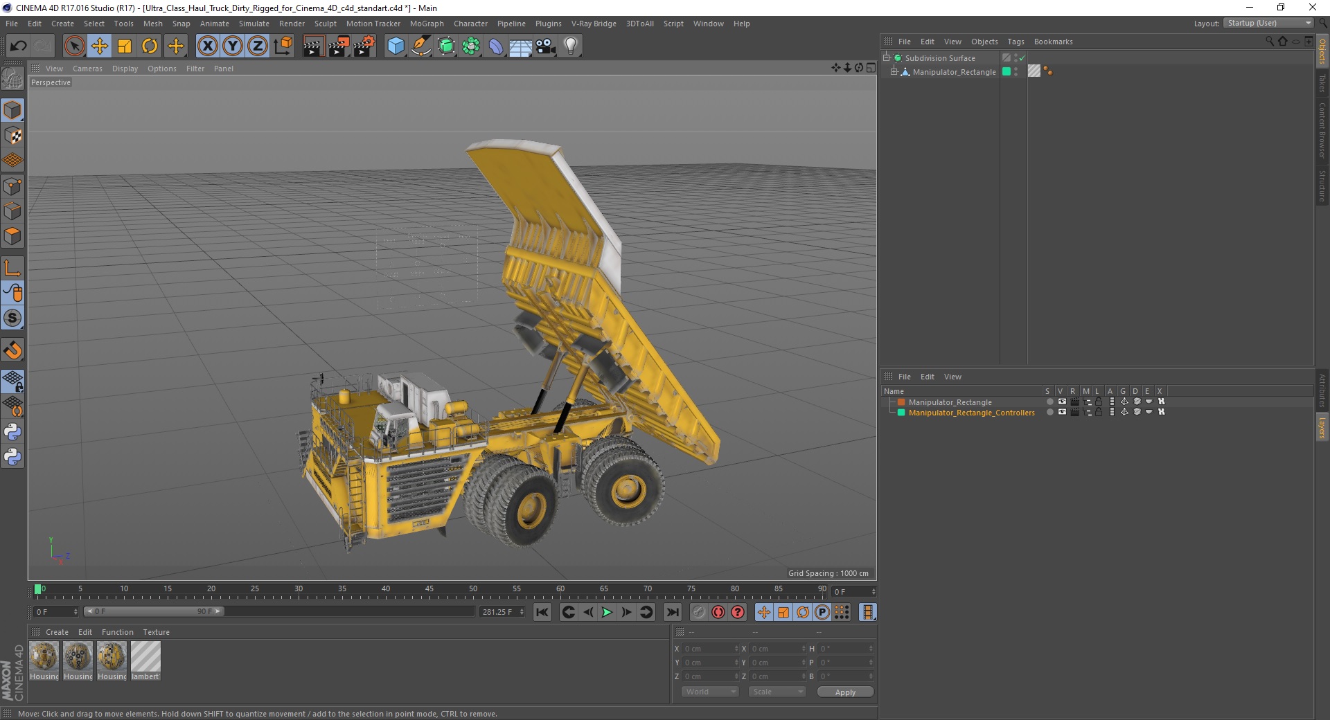 Ultra Class Haul Truck Dirty Rigged for Cinema 4D 3D model