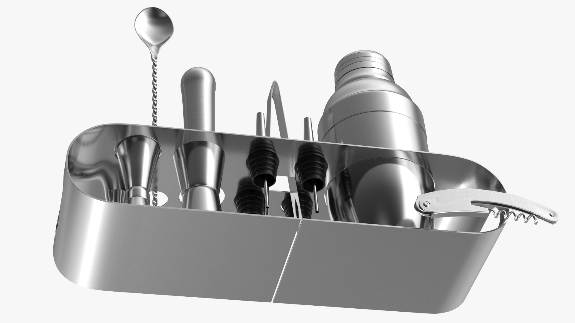 3D Bartender Kit 12 Piece Stainless Steel model
