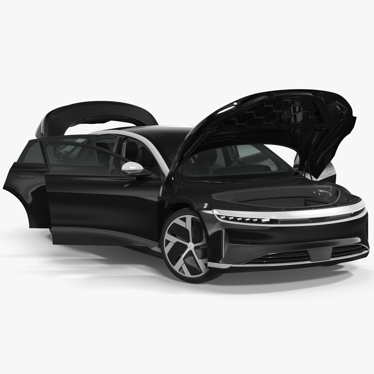 3D Lucid Air Electric Luxury Sedan Black Rigged for Cinema 4D model