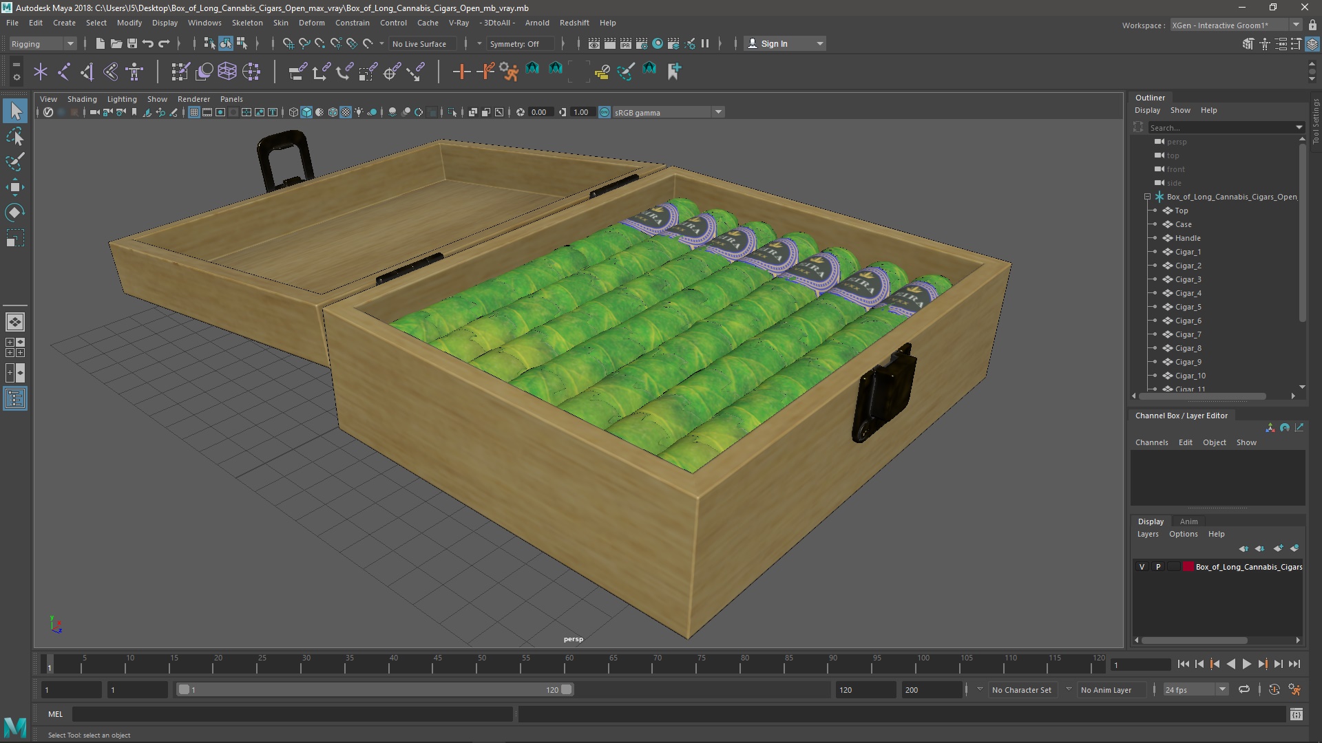 3D Box of Leira Long Cannabis Cigars Open model