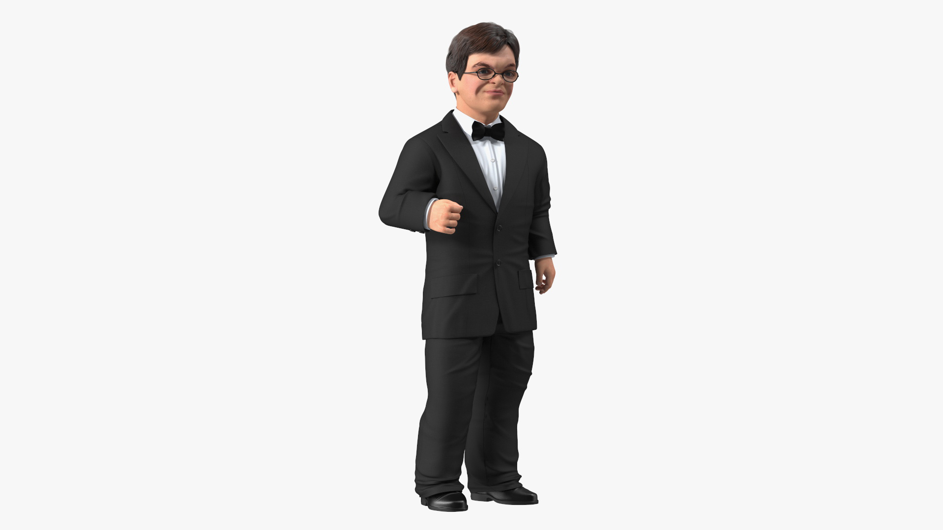 3D model Character Dwarf Man Wearing Formal Suit Rigged for Cinema 4D