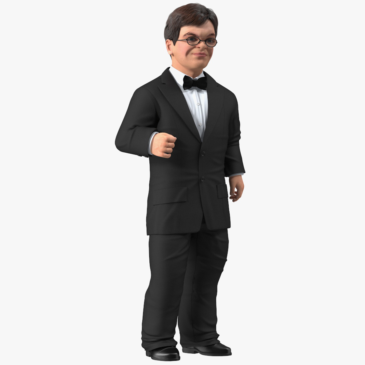 3D model Character Dwarf Man Wearing Formal Suit Rigged for Cinema 4D