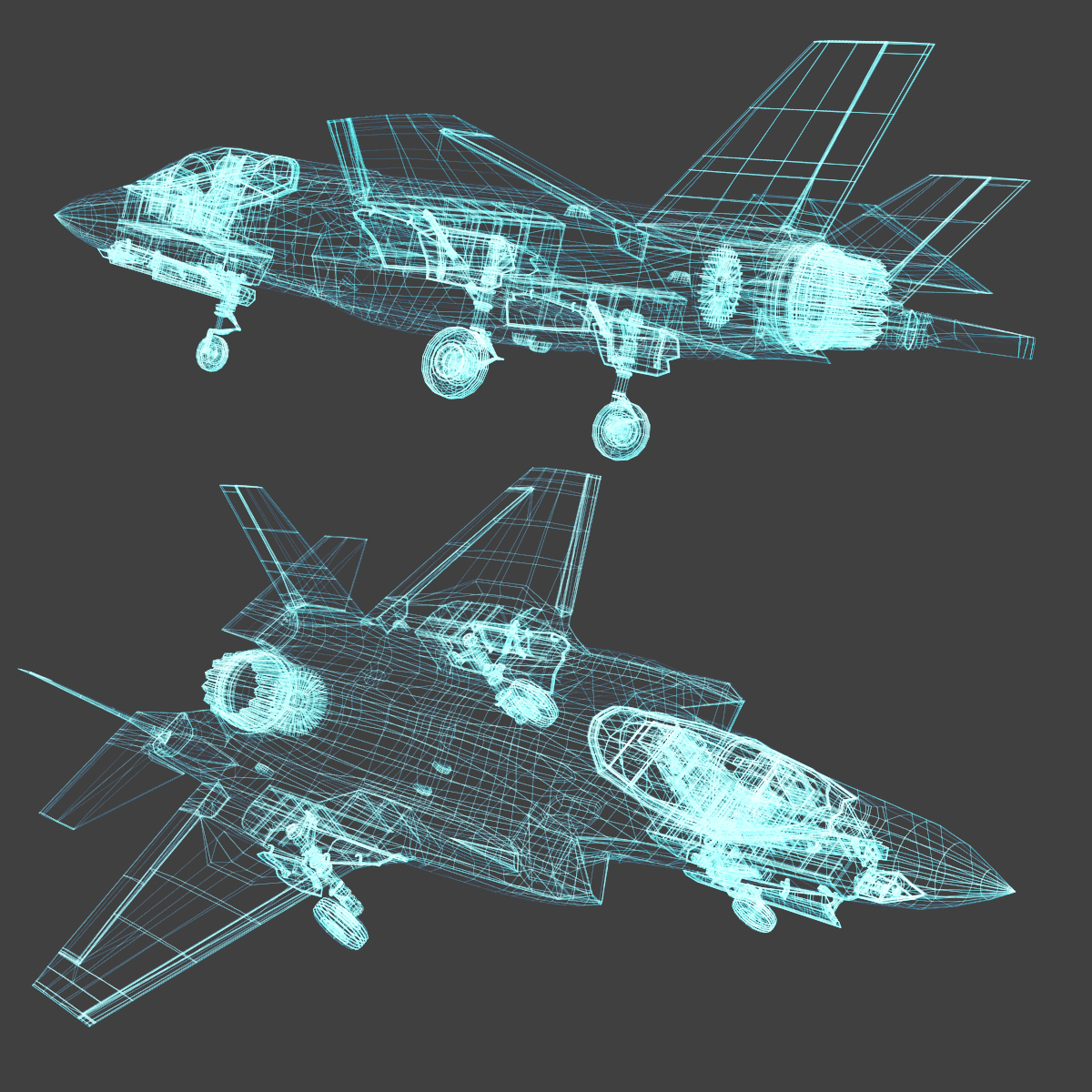 Wireframe Hologram - Blue