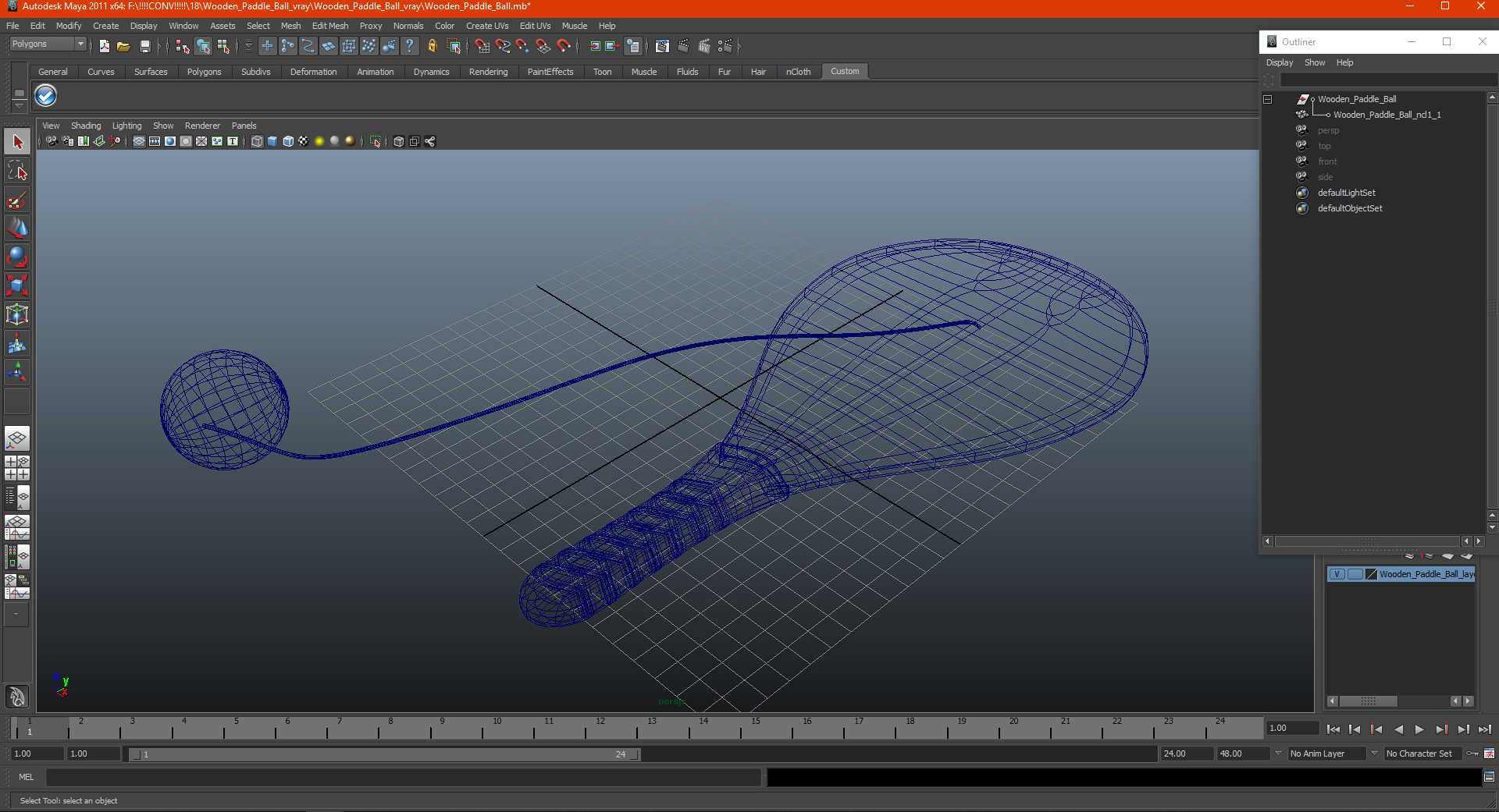 3D Wooden Paddle Ball model