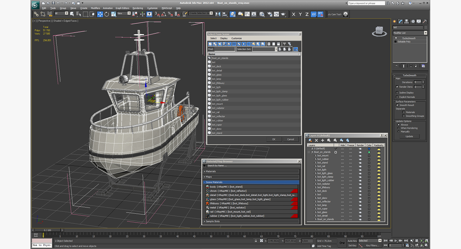 Boat on stands 3D model