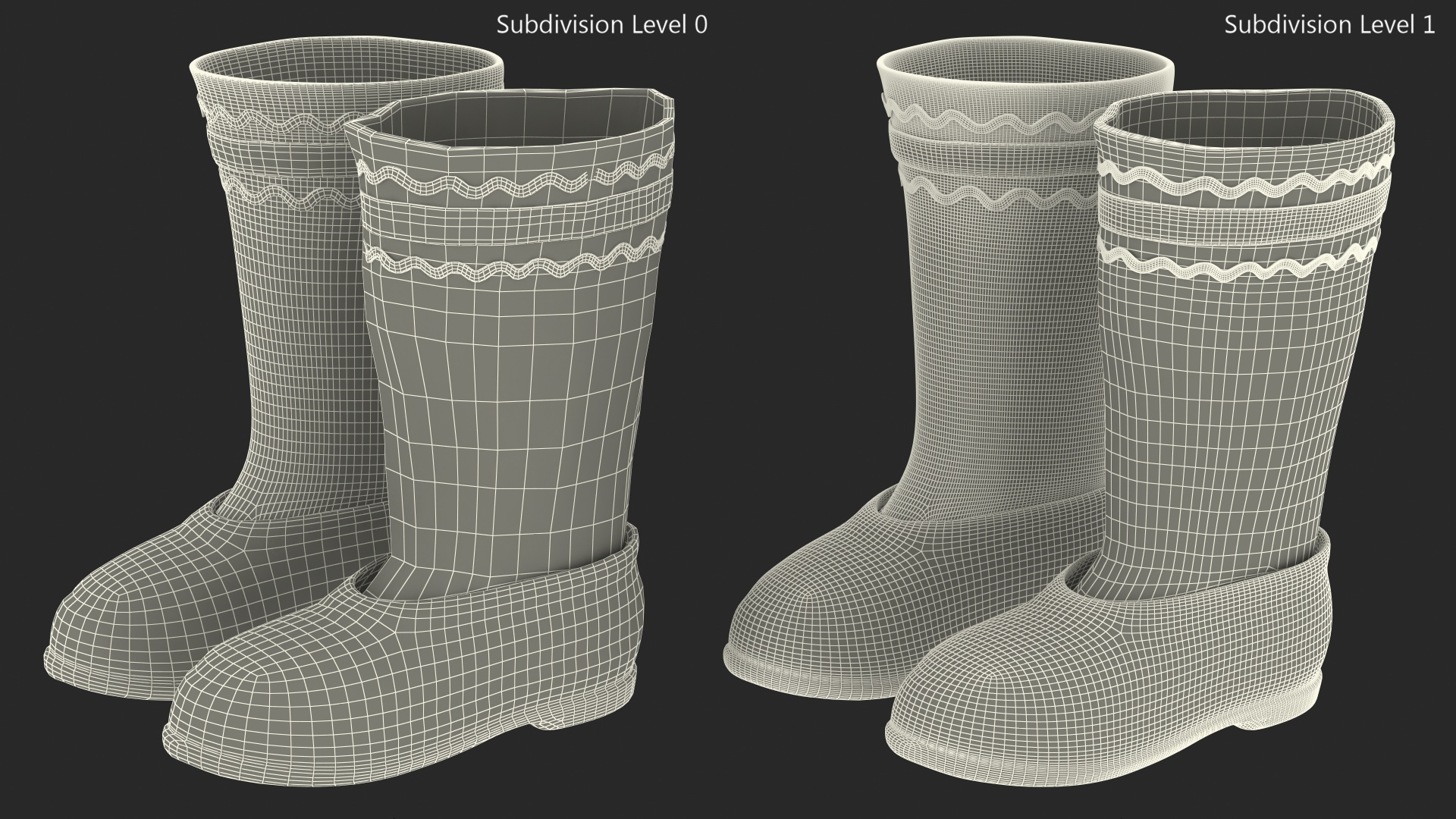 3D Warm White Felt Boots With Transparent Galoshes Fur