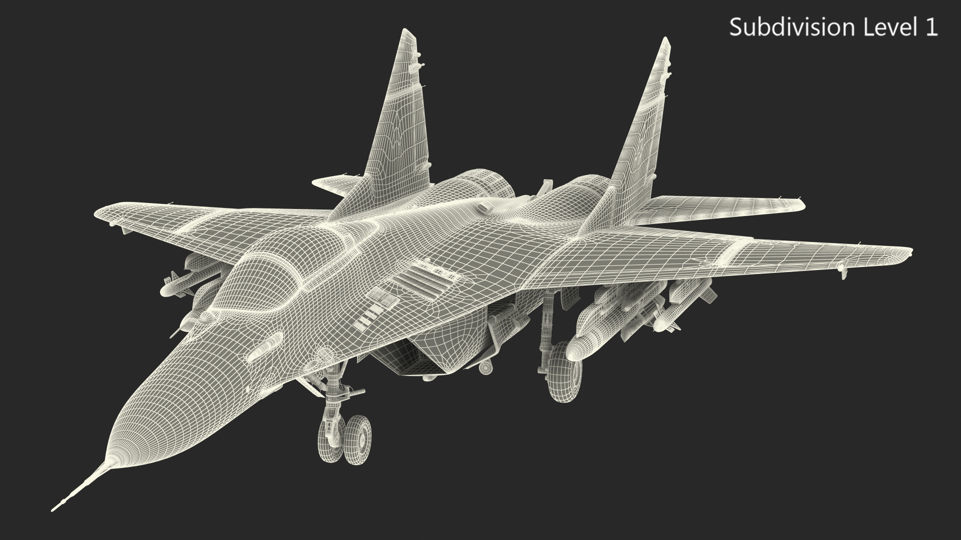 MiG 29 Fighter Aircraft with X-31PM Supersonic Missile 3D model