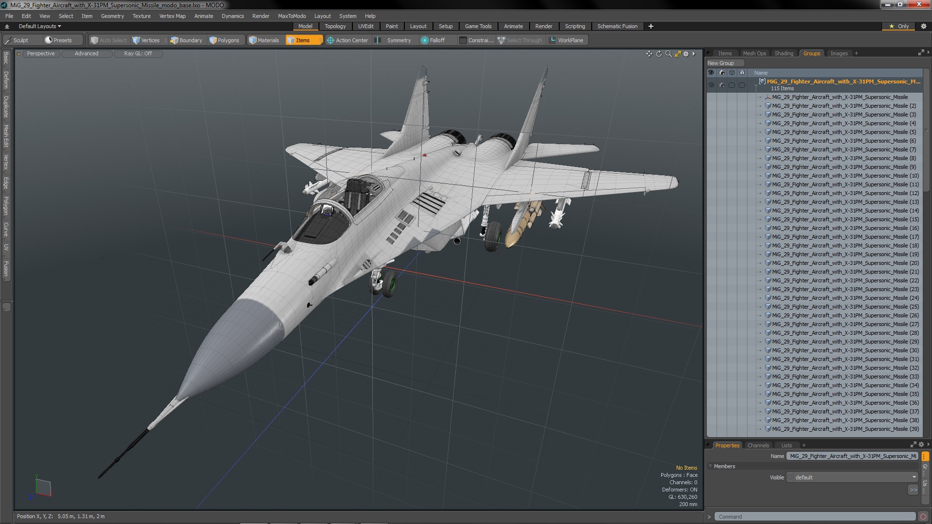 MiG 29 Fighter Aircraft with X-31PM Supersonic Missile 3D model