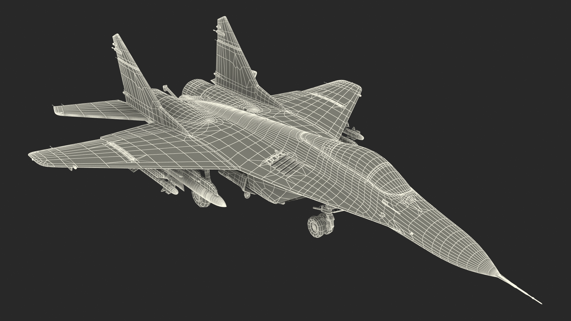 MiG 29 Fighter Aircraft with X-31PM Supersonic Missile 3D model