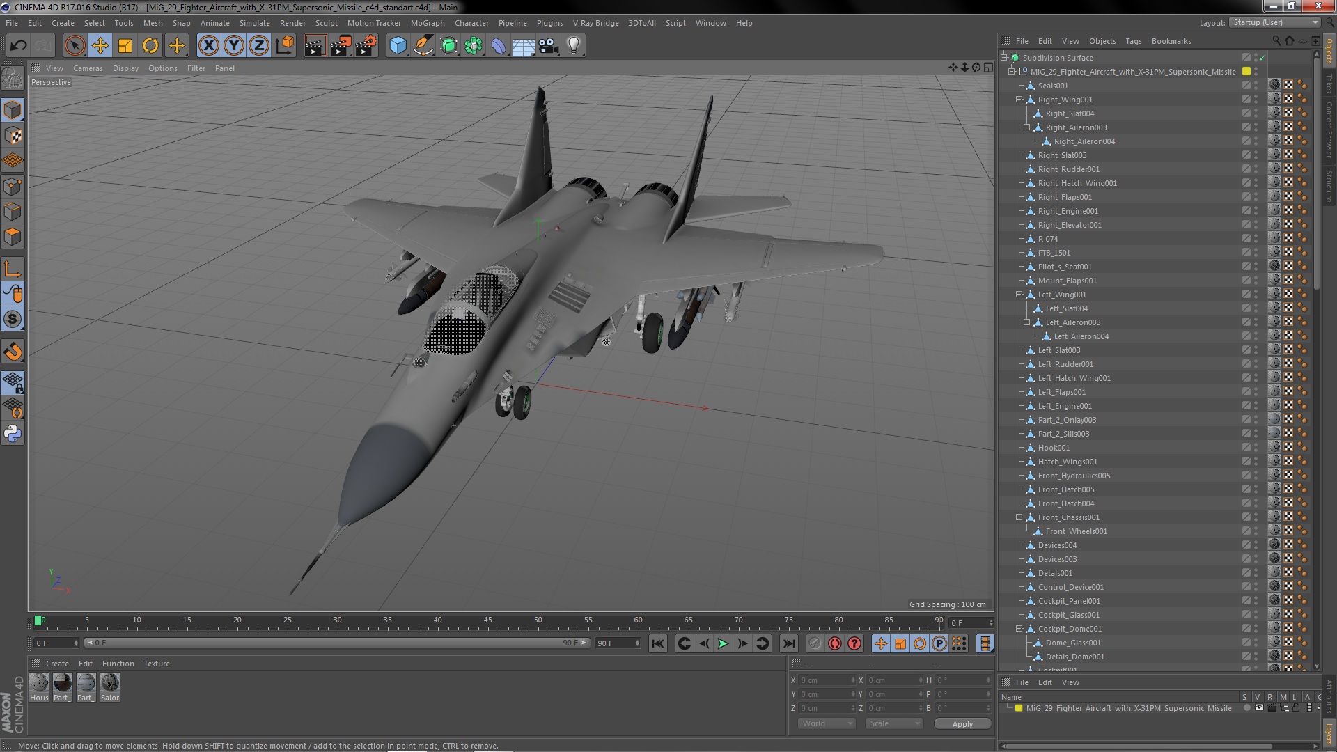 MiG 29 Fighter Aircraft with X-31PM Supersonic Missile 3D model
