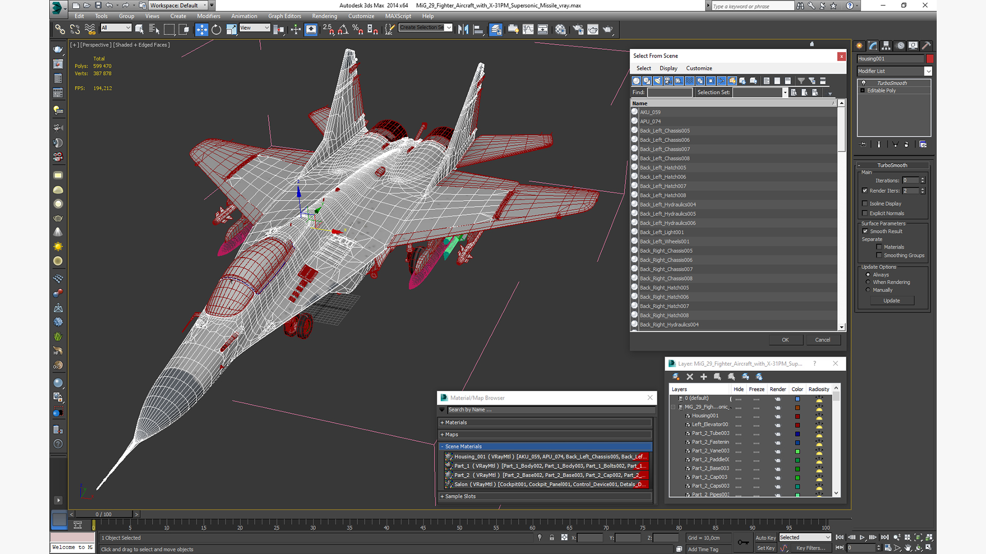 MiG 29 Fighter Aircraft with X-31PM Supersonic Missile 3D model