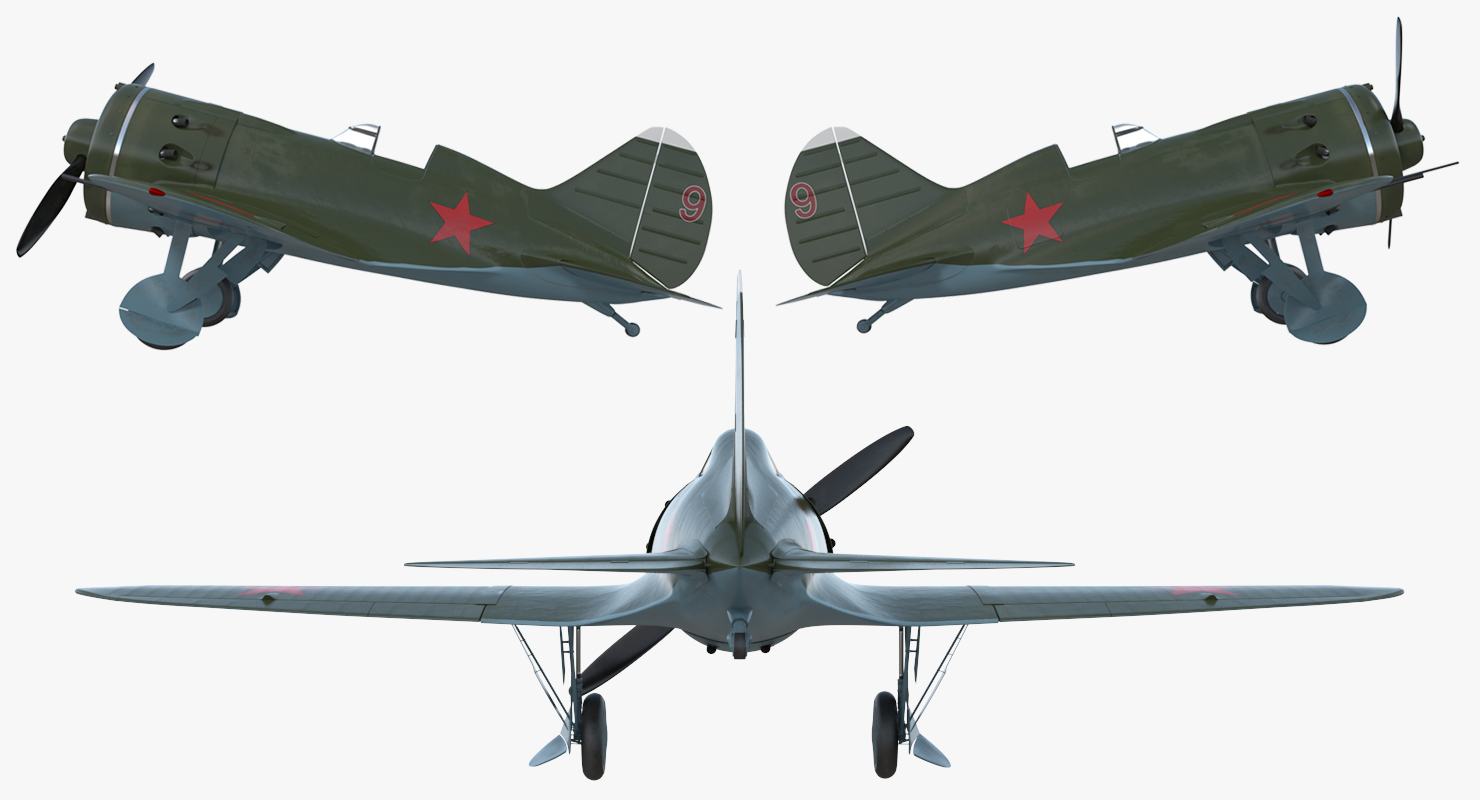 Soviet WWII Fighter Aircraft Polikarpov I 16 3D model