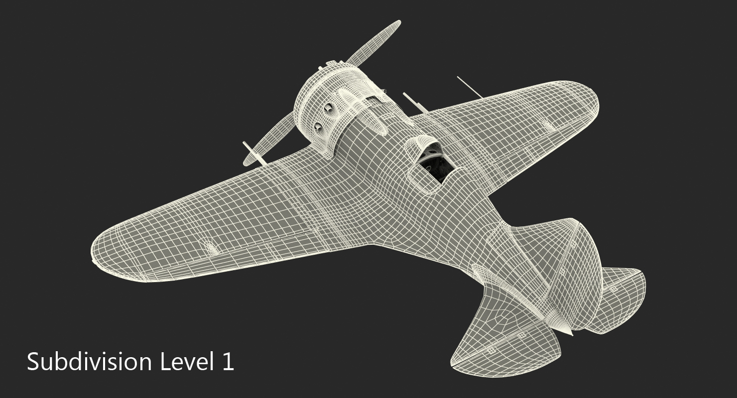 Soviet WWII Fighter Aircraft Polikarpov I 16 3D model