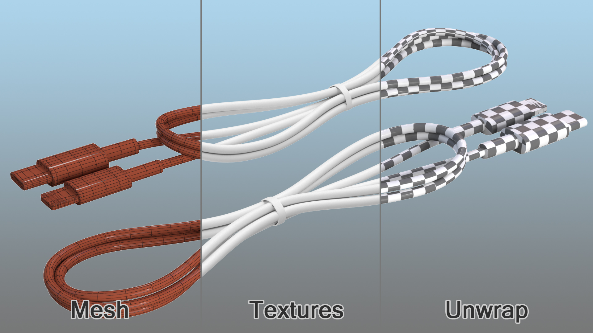3D USB Type-C to Lightning Cable Folded