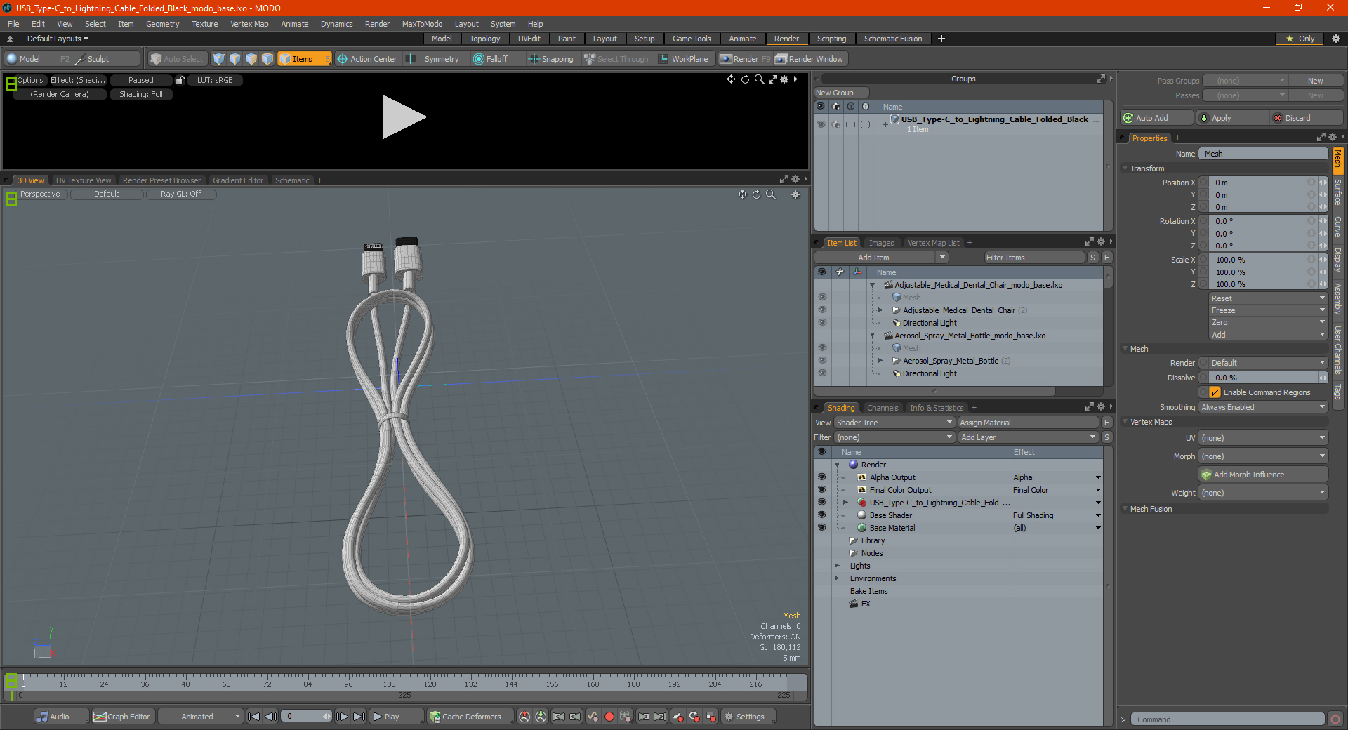 3D USB Type-C to Lightning Cable Folded