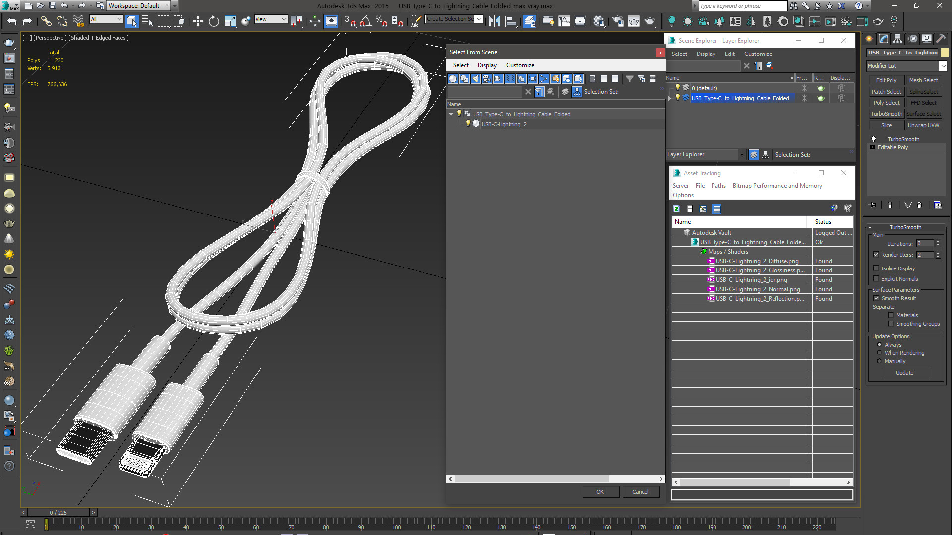 3D USB Type-C to Lightning Cable Folded