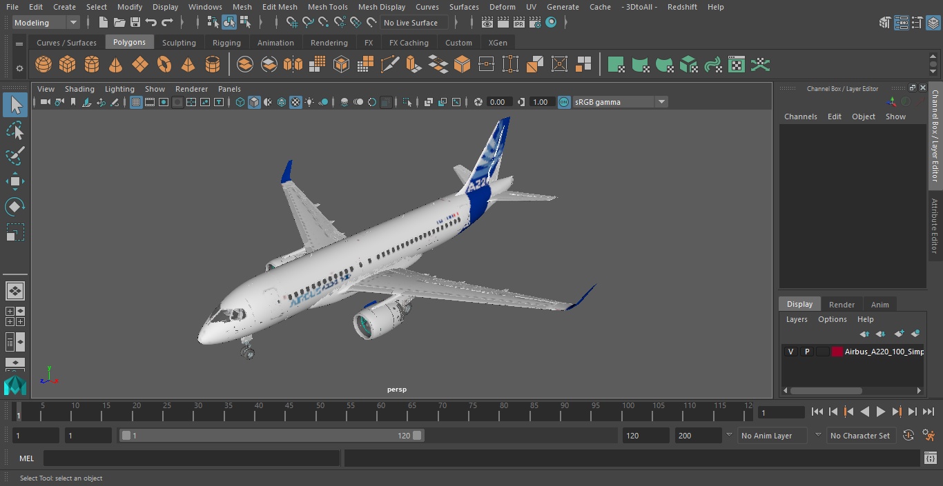 3D Airbus A220 100 Simple Interior