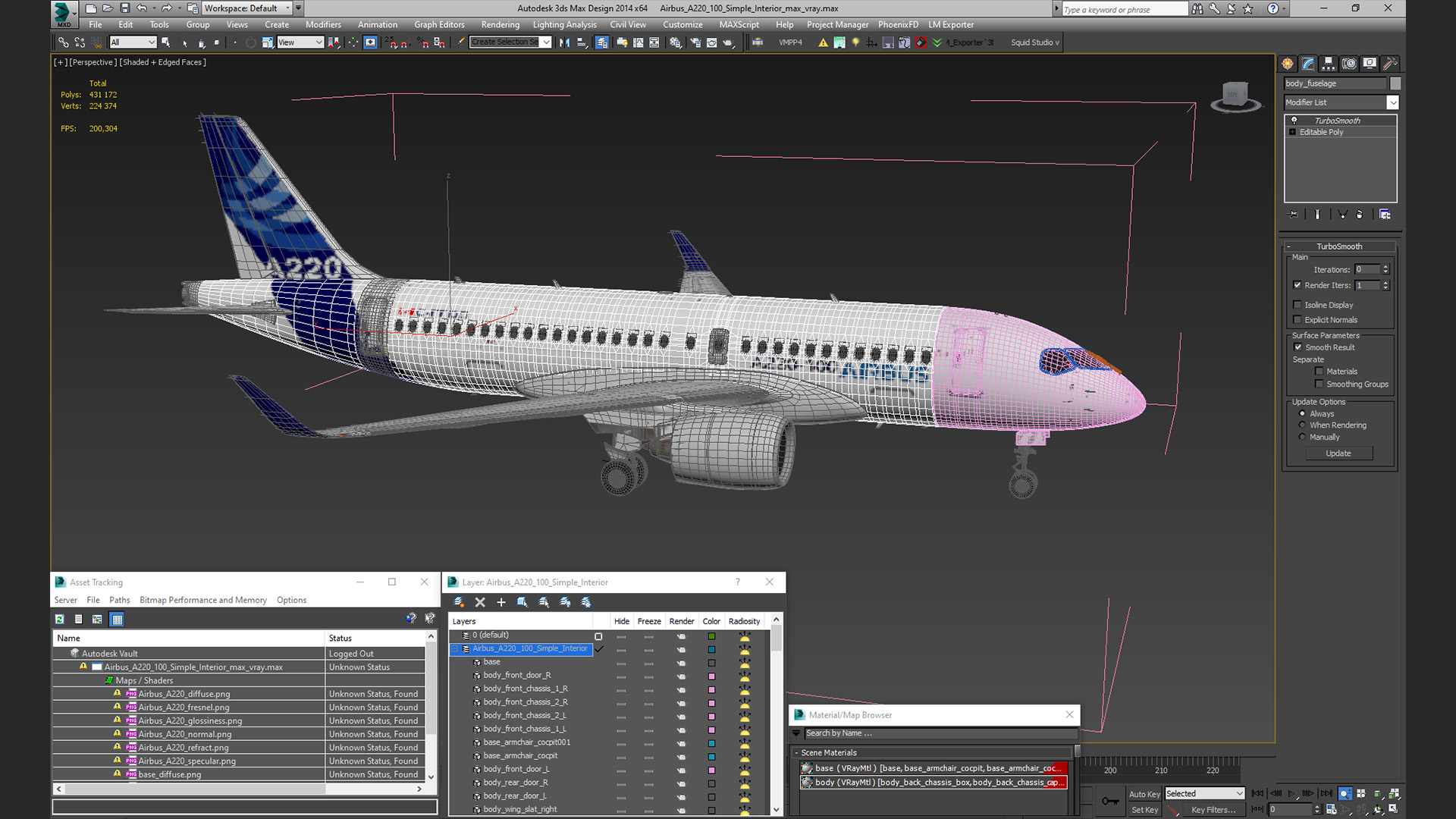 3D Airbus A220 100 Simple Interior