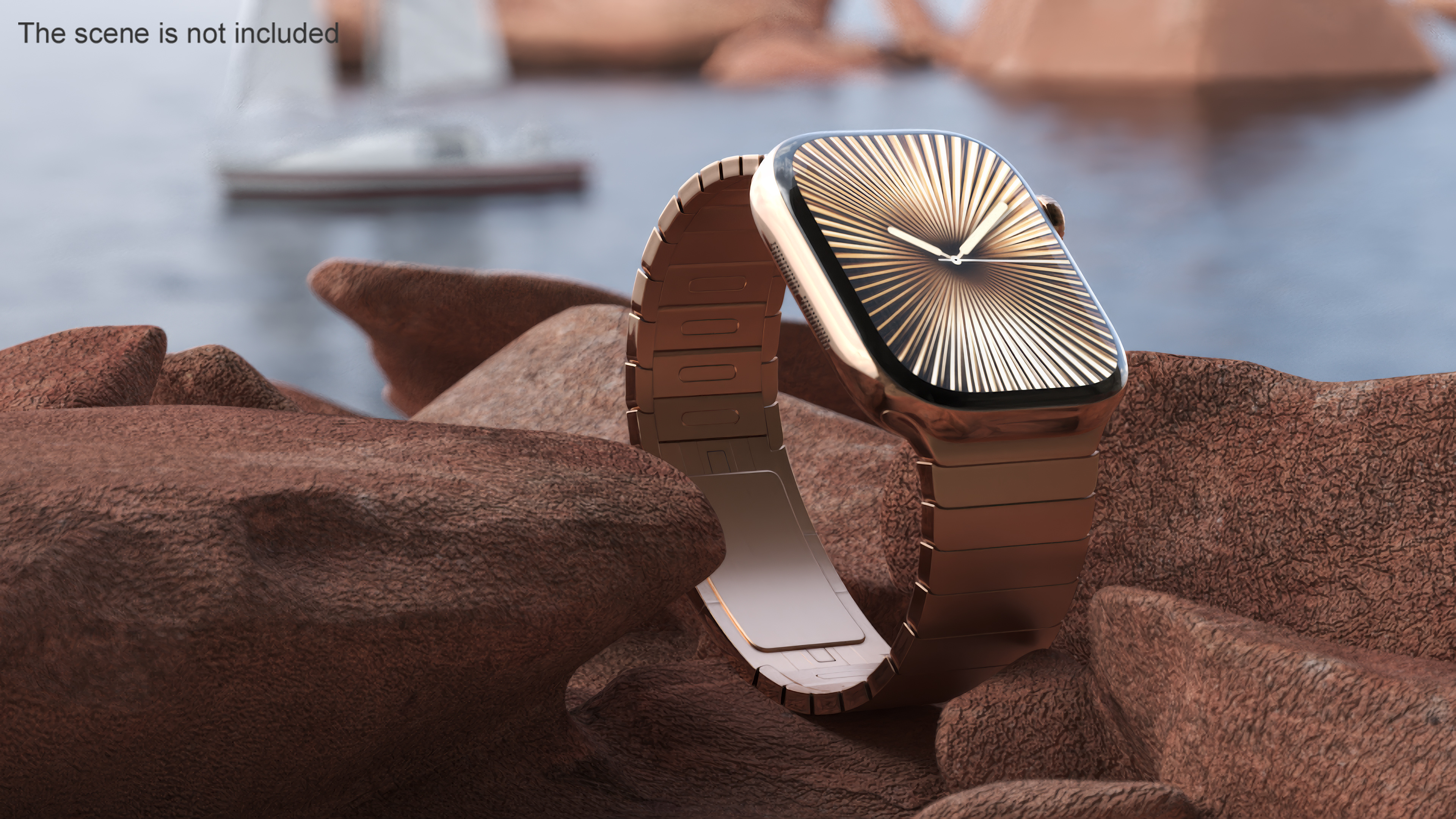 Apple Smartwatch 10 Gold Titanium Display On 3D model