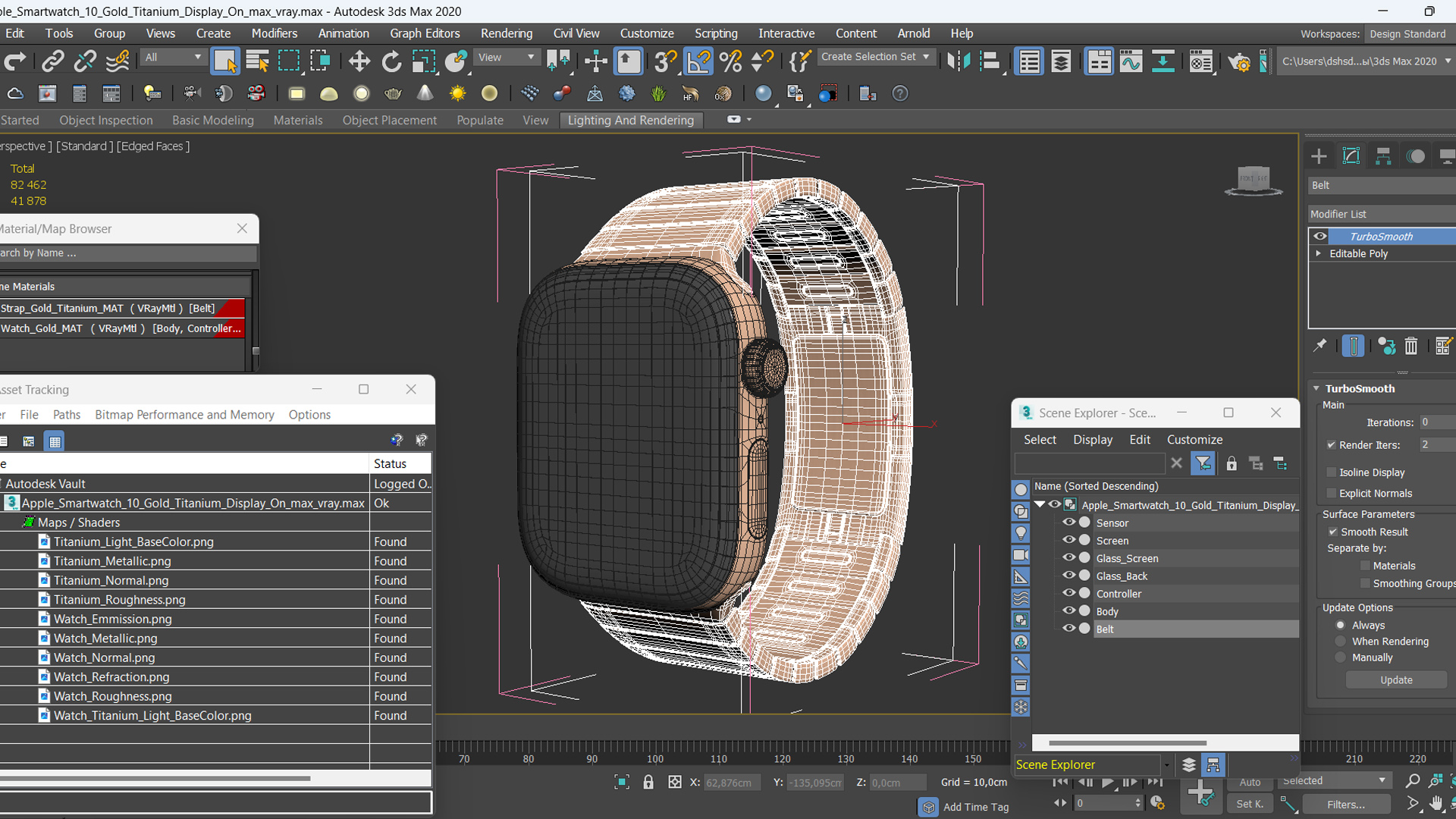 Apple Smartwatch 10 Gold Titanium Display On 3D model