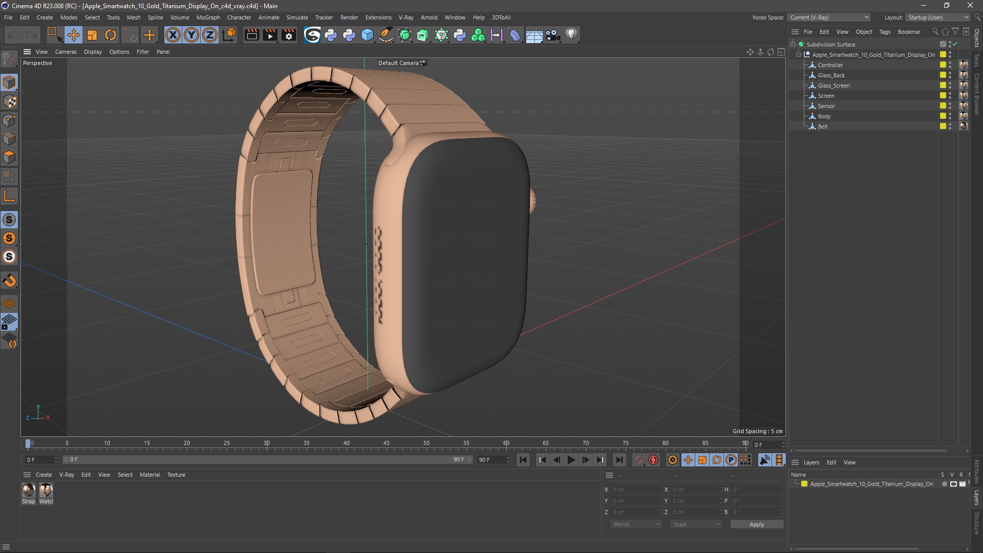 Apple Smartwatch 10 Gold Titanium Display On 3D model