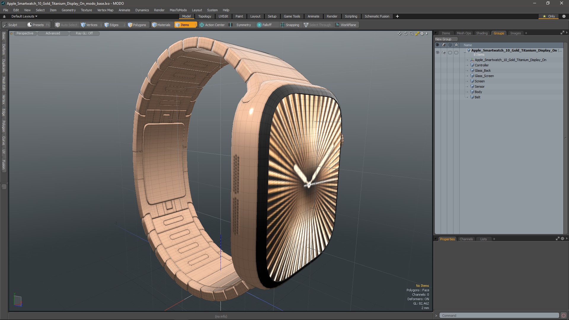 Apple Smartwatch 10 Gold Titanium Display On 3D model
