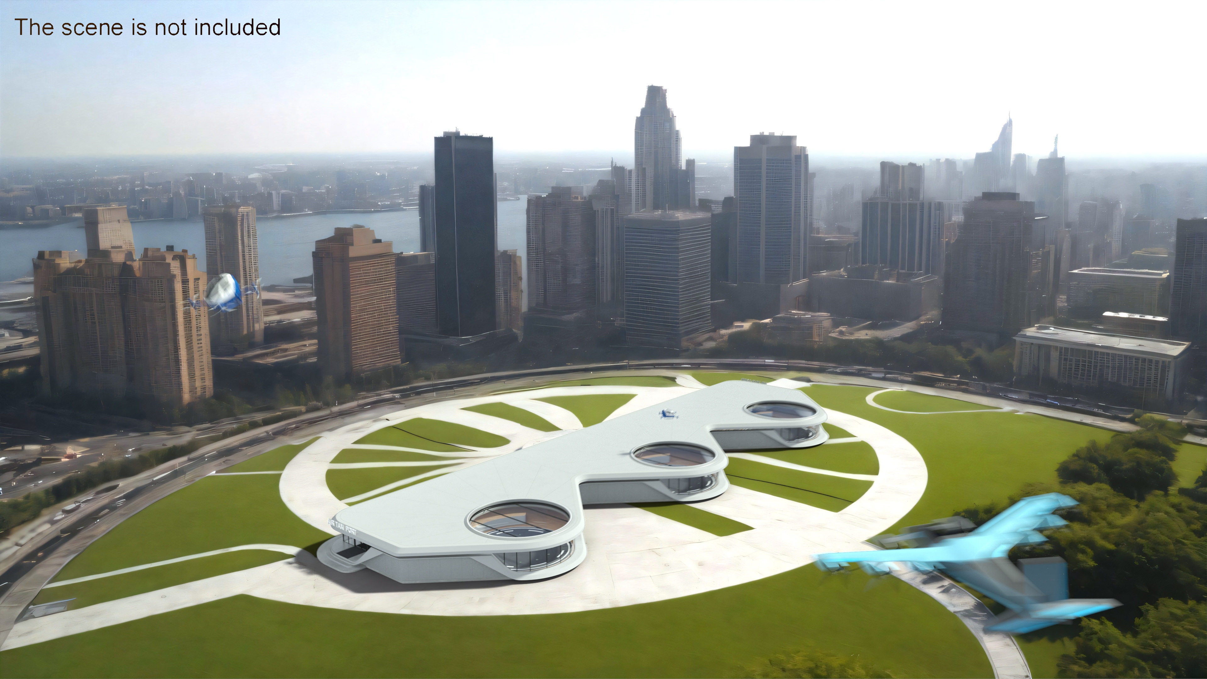 3D model Air Taxi Port with 3 Take Off Areas