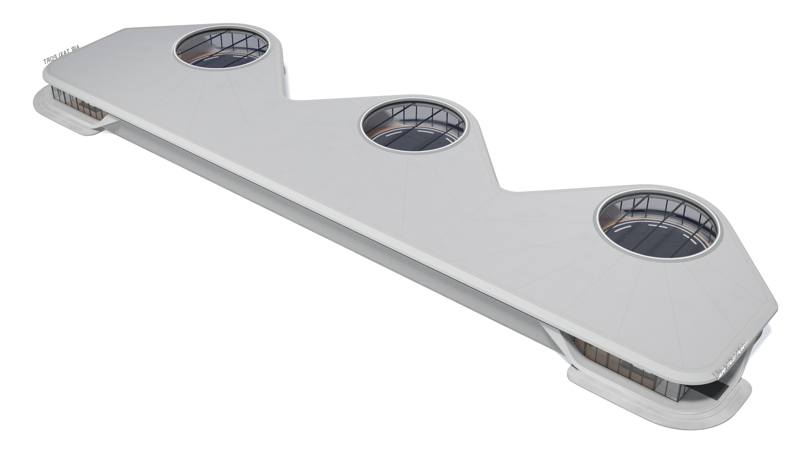 3D model Air Taxi Port with 3 Take Off Areas