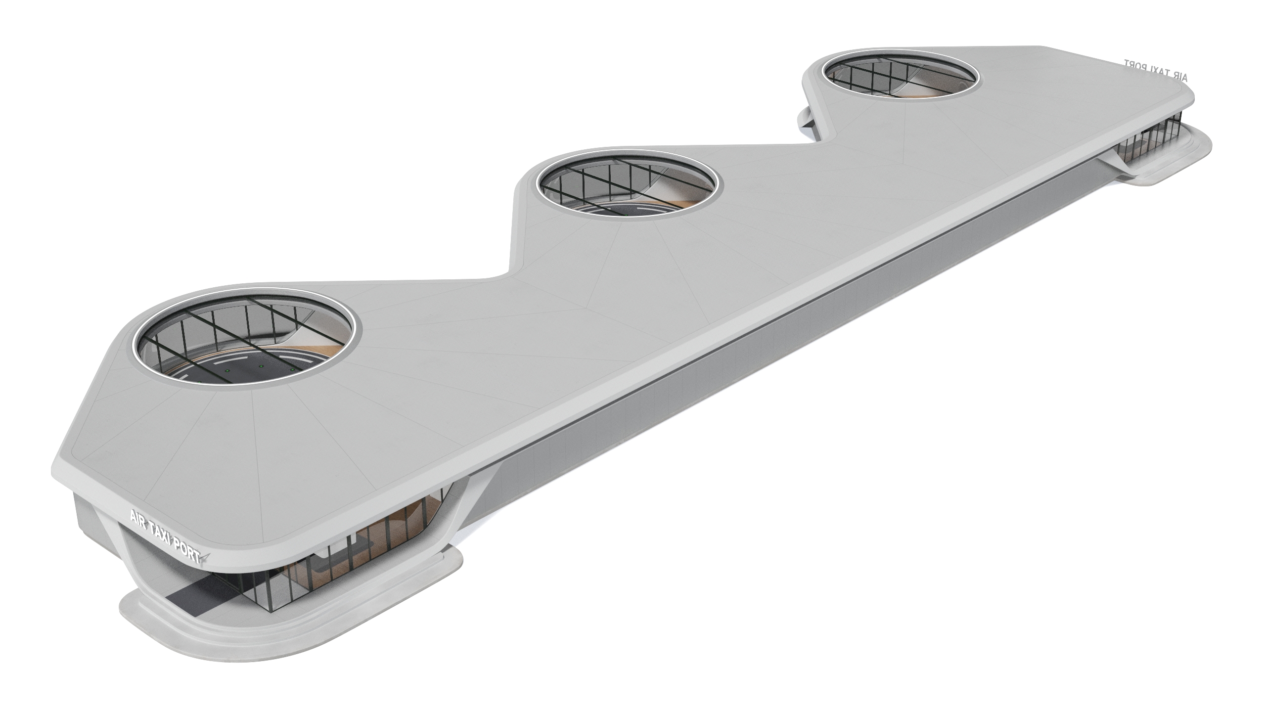 3D model Air Taxi Port with 3 Take Off Areas