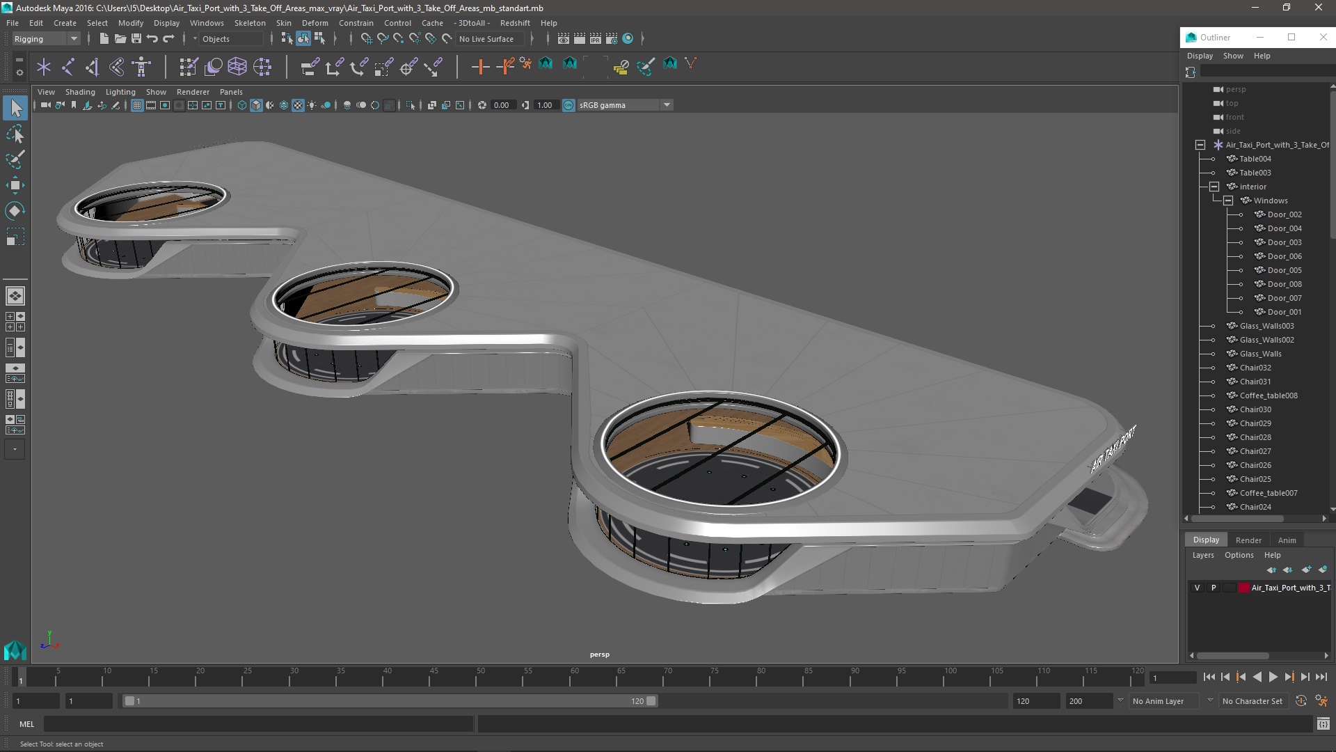 3D model Air Taxi Port with 3 Take Off Areas