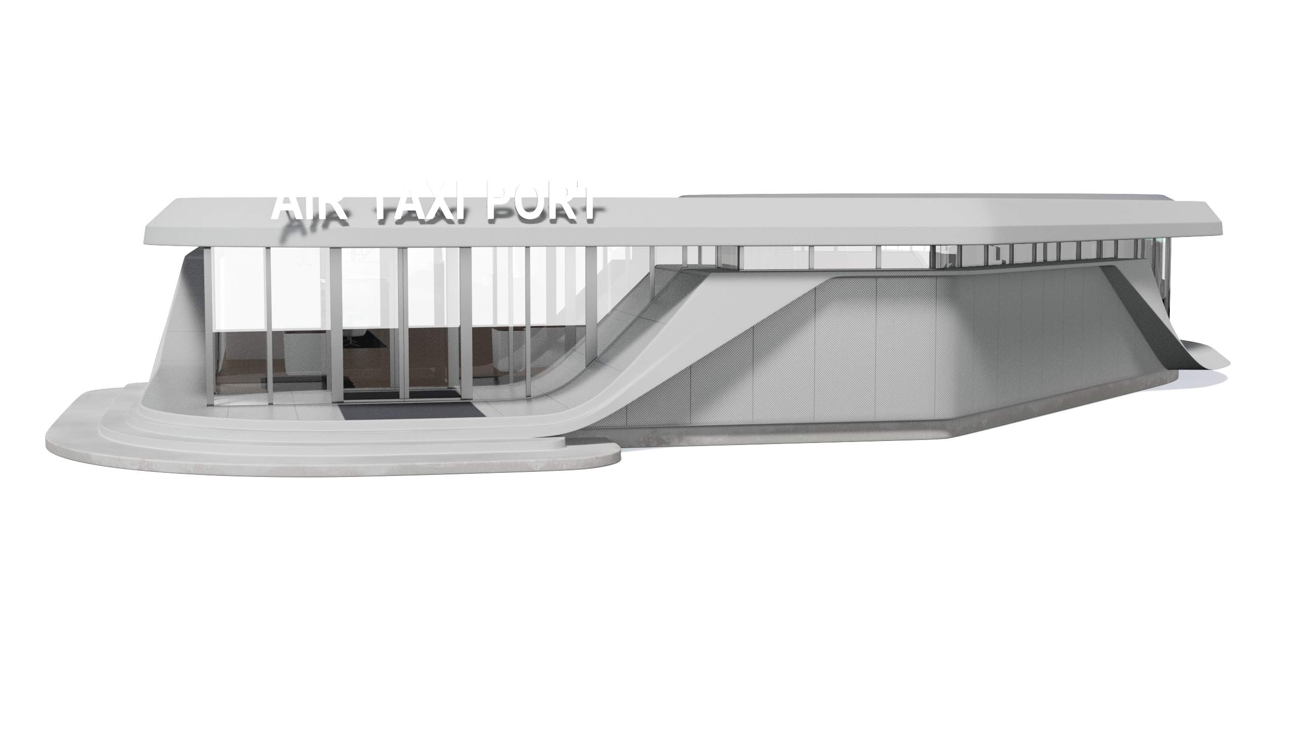 3D model Air Taxi Port with 3 Take Off Areas