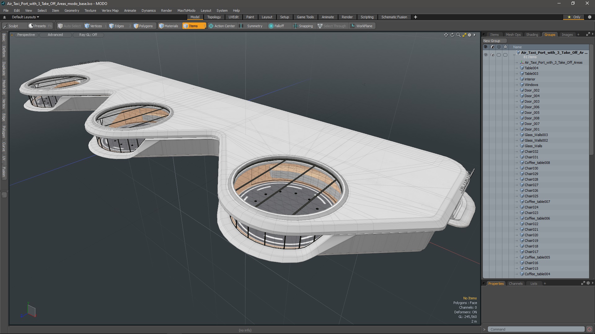 3D model Air Taxi Port with 3 Take Off Areas