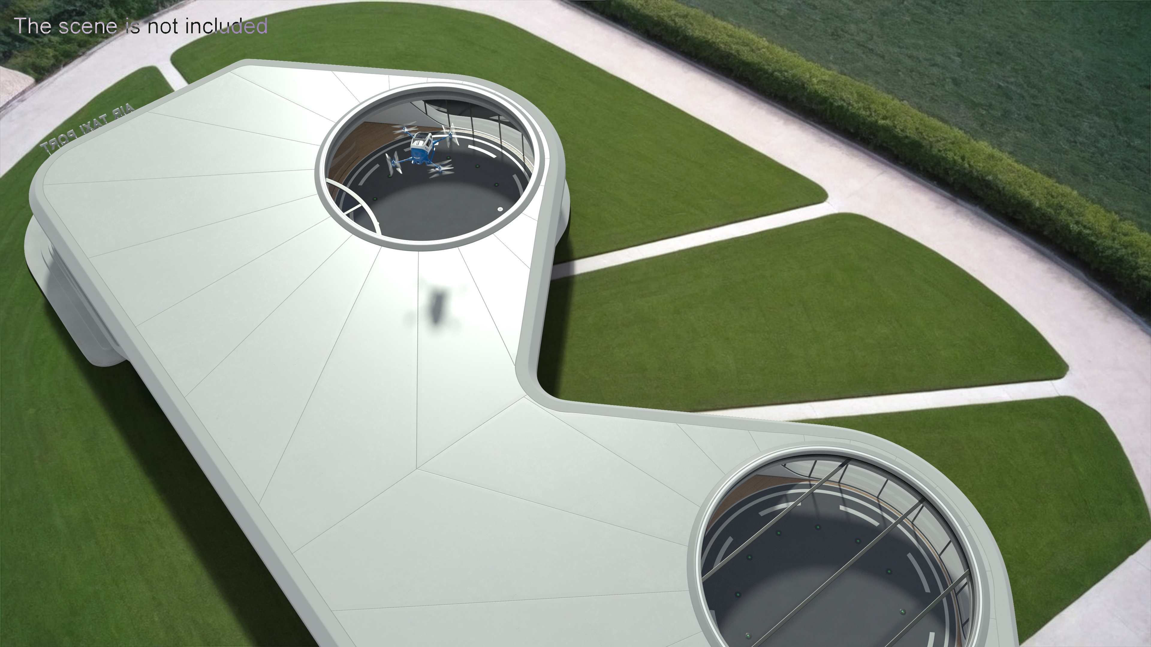 3D model Air Taxi Port with 3 Take Off Areas