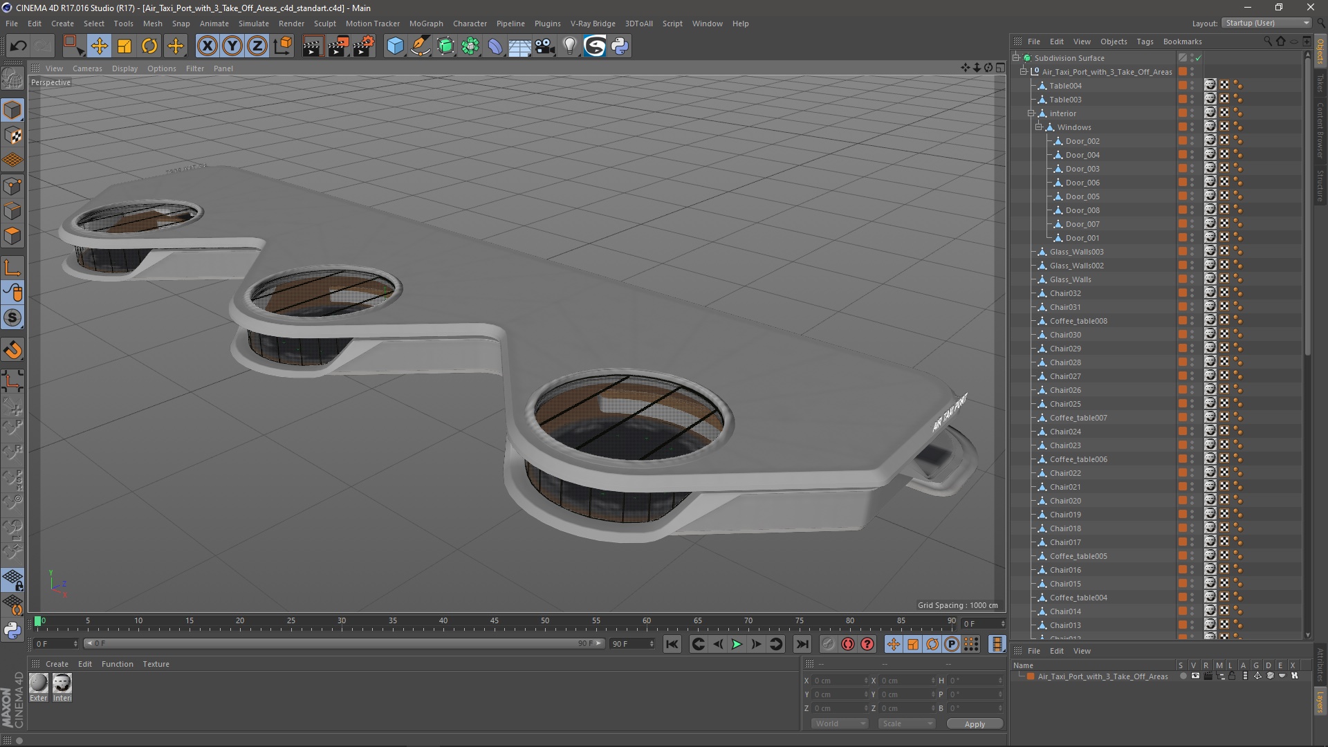 3D model Air Taxi Port with 3 Take Off Areas