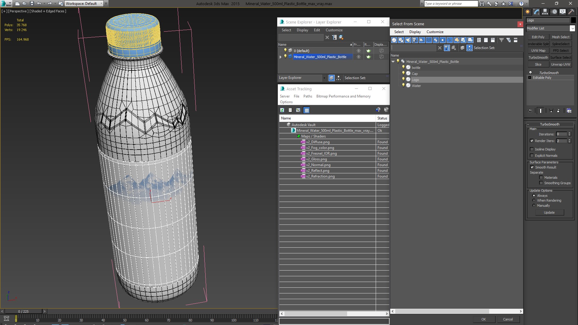 Mineral Water 500ml Plastic Bottle 3D model