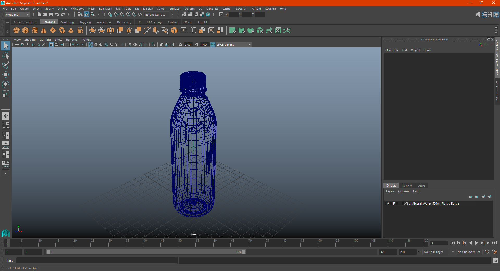 Mineral Water 500ml Plastic Bottle 3D model