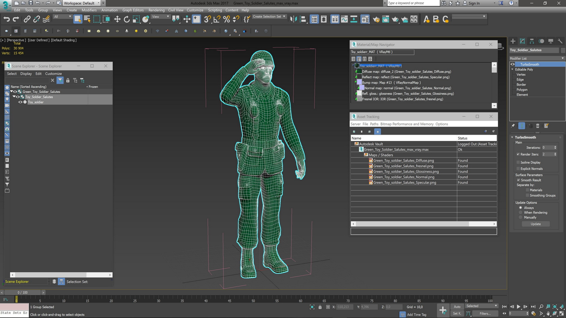 3D model Green Toy Soldier Salutes