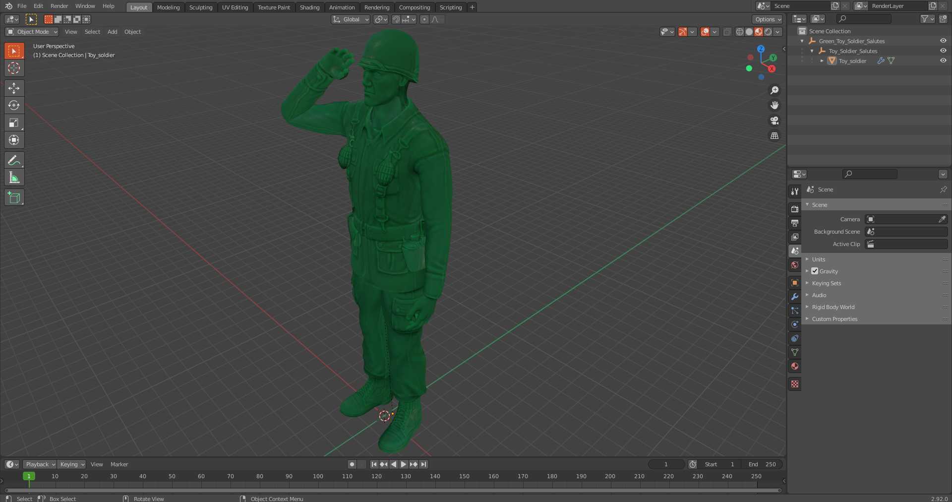 3D model Green Toy Soldier Salutes