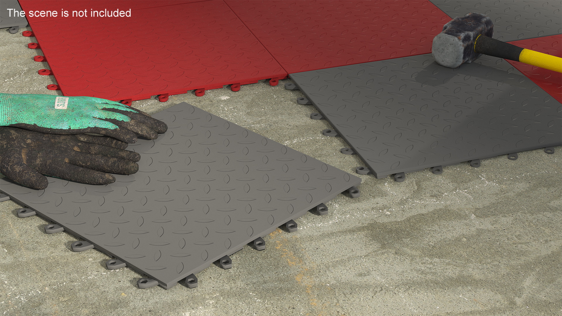 Connectable Garage Floor Tile Grey 3D model