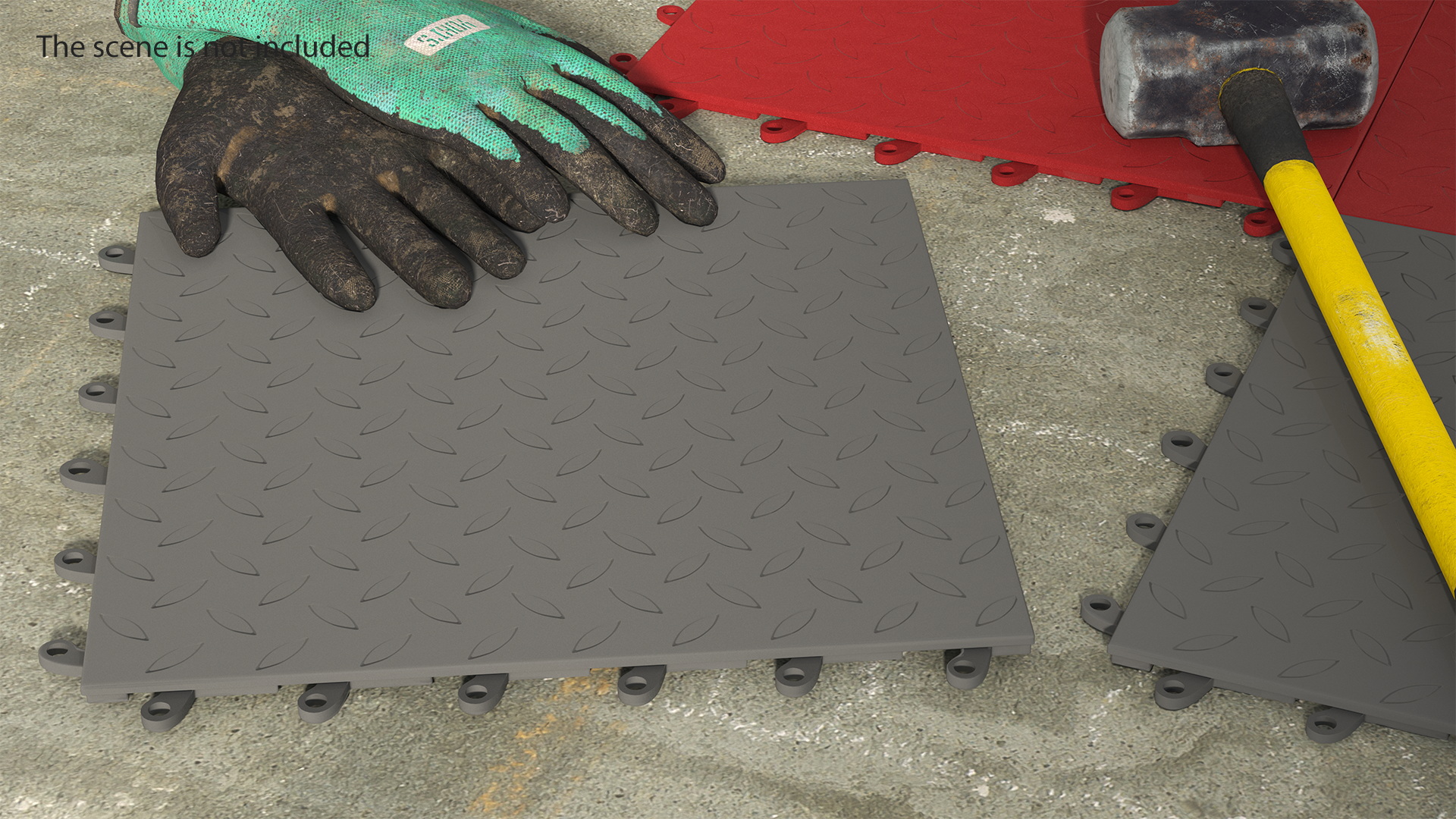 Connectable Garage Floor Tile Grey 3D model