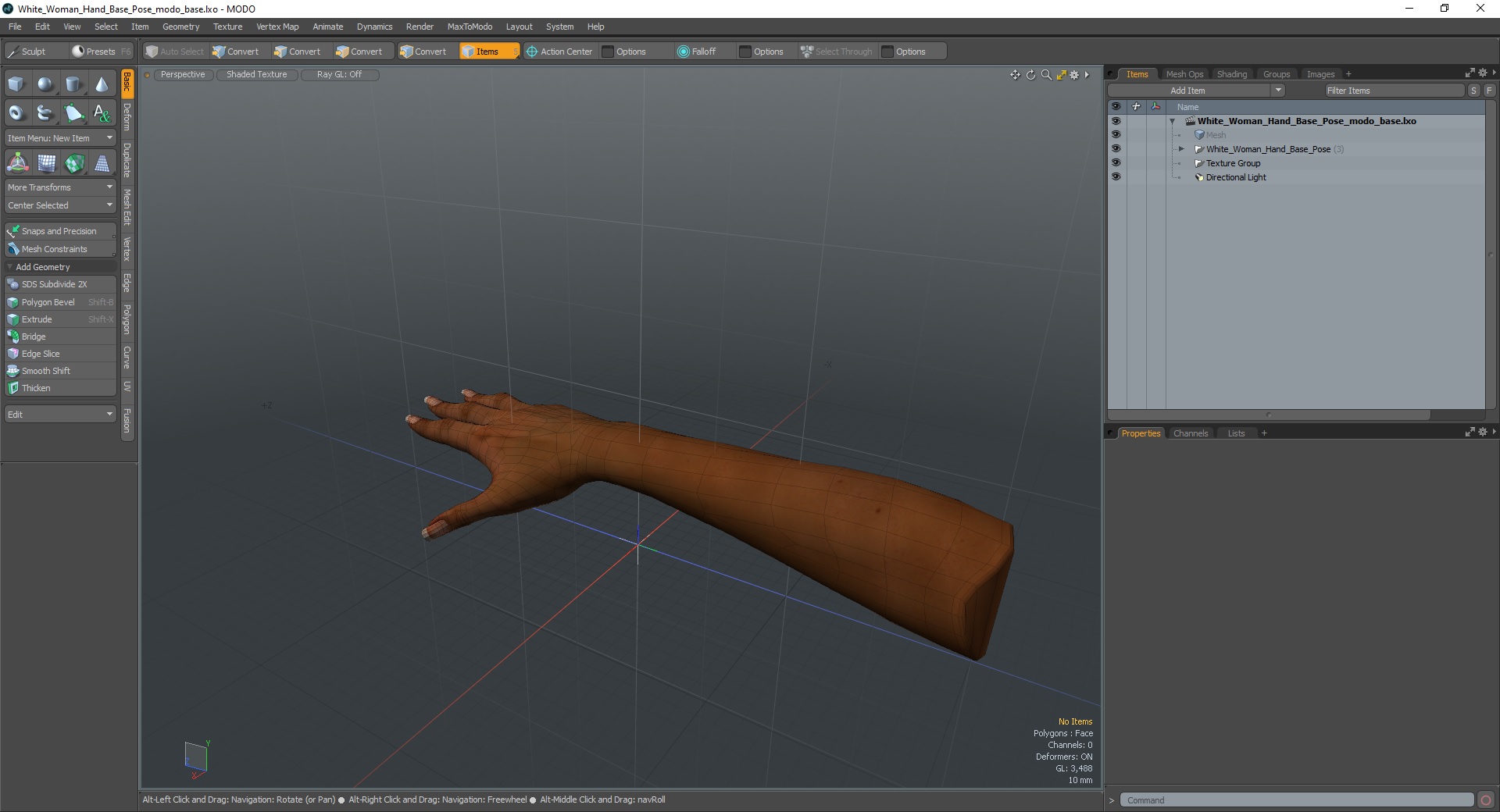 3D White Woman Hand Base Pose